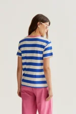 T-shirt with blue and white striped print COMPANIA FANTASTICA SS26 - Image 3