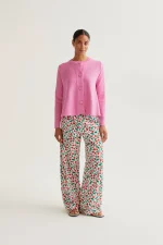 Ροζ πλεκτή ζακέτα με κουμπιά COMPANIA FANTASTICA SS26 - Image 4