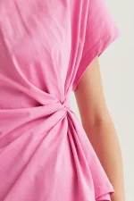 100% cotton pink t-shirt with side knot COMPANIA FANTASTICA SS26 - Image 4