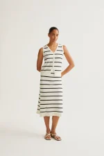 Black and white striped knit midi skirt COMPANIA FANTASTICA SS26 - Image 4