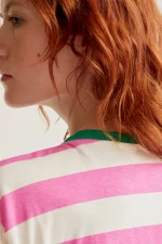 T-shirt with pink and white striped print COMPANIA FANTASTICA SS26 - Image 4