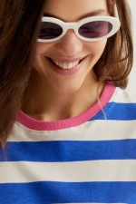 T-shirt with blue and white striped print COMPANIA FANTASTICA SS26 - Image 4