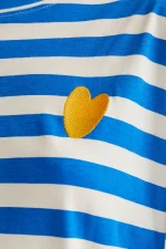 T-shirt with blue striped print and embroidered heart COMPANIA FANTASTICA SS26 - Image 4