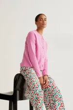 Ροζ πλεκτή ζακέτα με κουμπιά COMPANIA FANTASTICA SS26 - Image 5