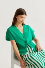 Green polka dot cardigan COMPANIA FANTASTICA SS26 - Image 5