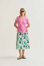 100% cotton pink t-shirt with side knot COMPANIA FANTASTICA SS26 - Image 5