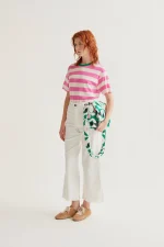 T-shirt with pink and white striped print COMPANIA FANTASTICA SS26 - Image 5