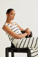 Black and white striped knit midi skirt COMPANIA FANTASTICA SS26 - Image 5
