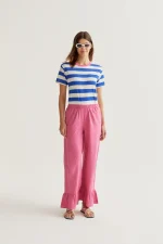 T-shirt with blue and white striped print COMPANIA FANTASTICA SS26 - Image 5