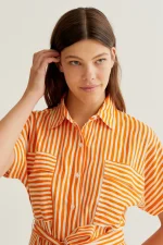 Lavagna Orange print midi dress COMPANIA FANTASTICA SS26 - Image 5