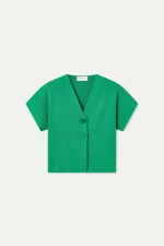 Green polka dot cardigan COMPANIA FANTASTICA SS26 - Image 6