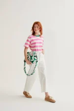 T-shirt with pink and white striped print COMPANIA FANTASTICA SS26 - Image 6
