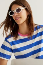 T-shirt with blue and white striped print COMPANIA FANTASTICA SS26 - Image 6