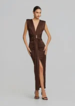 Maxi dress with ruffles in satin look LYNNE SS26 - Image 2