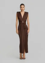 Maxi dress with ruffles in satin look LYNNE SS26 - Image 3
