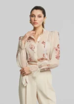 Printed cropped shirt with lace LYNNE SS26 - Image 4