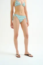 Σλιπ μπικίνι με δέσιμο και τύπωμα Olive Flower Green COMPANIA FANTASTICA SS26