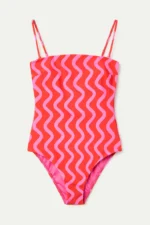 Μαγιό με ίσια λαιμόκοψη, τύπωμα Wave Red & Pink COMPANIA FANTASTICA SS26 - Image 2