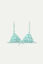 Τριγωνικό μπικίνι τοπ με στάμπα σε πράσινο χρώμα και άνθη ελιάς COMPANIA FANTASTICA SS26 - Image 2