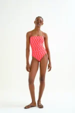 Μαγιό με ίσια λαιμόκοψη, τύπωμα Wave Red & Pink COMPANIA FANTASTICA SS26 - Image 5