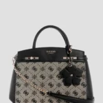 Black logo melinda triple compartment satchel bag GUESS SS26