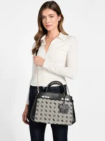 Black logo melinda triple compartment satchel bag GUESS SS26 - Image 2