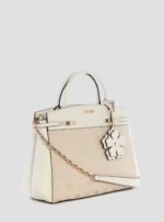 White logo melinda triple compartment satchel bag GUESS SS26 - Image 3