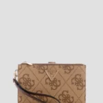 Brown logo laurel double zip organiser GUESS SS26