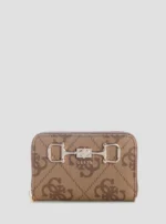 Brown logo janie medium zip around wallet GUESS SS26