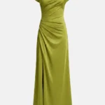 Ντραπέ off shoulder φόρεμα σε σατέν όψη LYNNE SS26