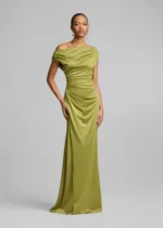 Ντραπέ off shoulder φόρεμα σε σατέν όψη LYNNE SS26 - Image 2
