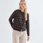 Πράσινη ζακέτα με μικρές λευκές βούλες COMPANIA FANTASTICA FW26-27