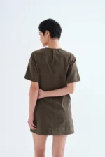 Σκούρο πράσινο φόρεμα από κοτλέ COMPANIA FANTASTICA FW26-27 - Image 2