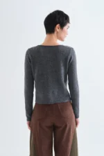 Dark gray cardigan with red heart buttons COMPANIA FANTASTICA FW26-27 - Image 2