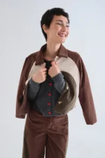 Dark gray cardigan with red heart buttons COMPANIA FANTASTICA FW26-27 - Image 4