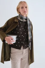 Πράσινη ζακέτα με μικρές λευκές βούλες COMPANIA FANTASTICA FW26-27 - Image 5
