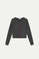 Dark gray cardigan with red heart buttons COMPANIA FANTASTICA FW26-27 - Image 5