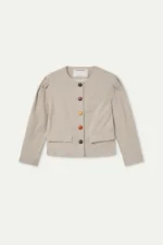 Μπεζ κοτλέ σακάκι με πολύχρωμα κουμπιά COMPANIA FANTASTICA FW26-27 - Image 6