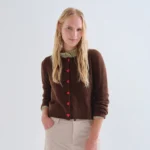 Brown cardigan with red heart buttons COMPANIA FANTASTICA FW26-27