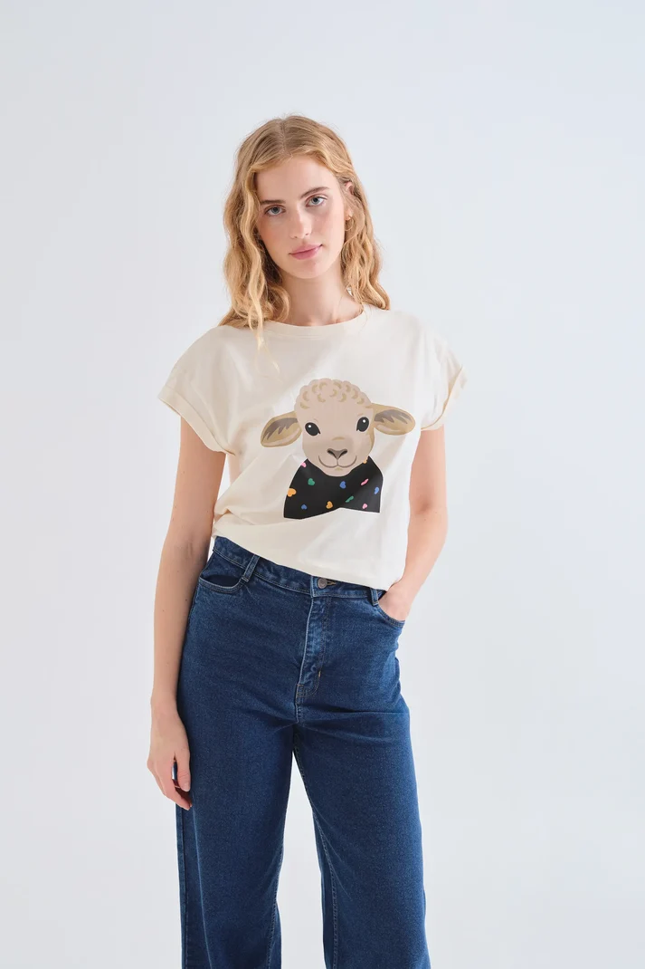 1 100% cotton T-shirt with Sheep print COMPANIA FANTASTICA FW26-27 - Image 1