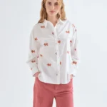 100% cotton shirt with fox embroidery COMPANIA FANTASTICA FW26-27