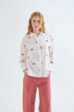 100% cotton shirt with fox embroidery COMPANIA FANTASTICA FW26-27