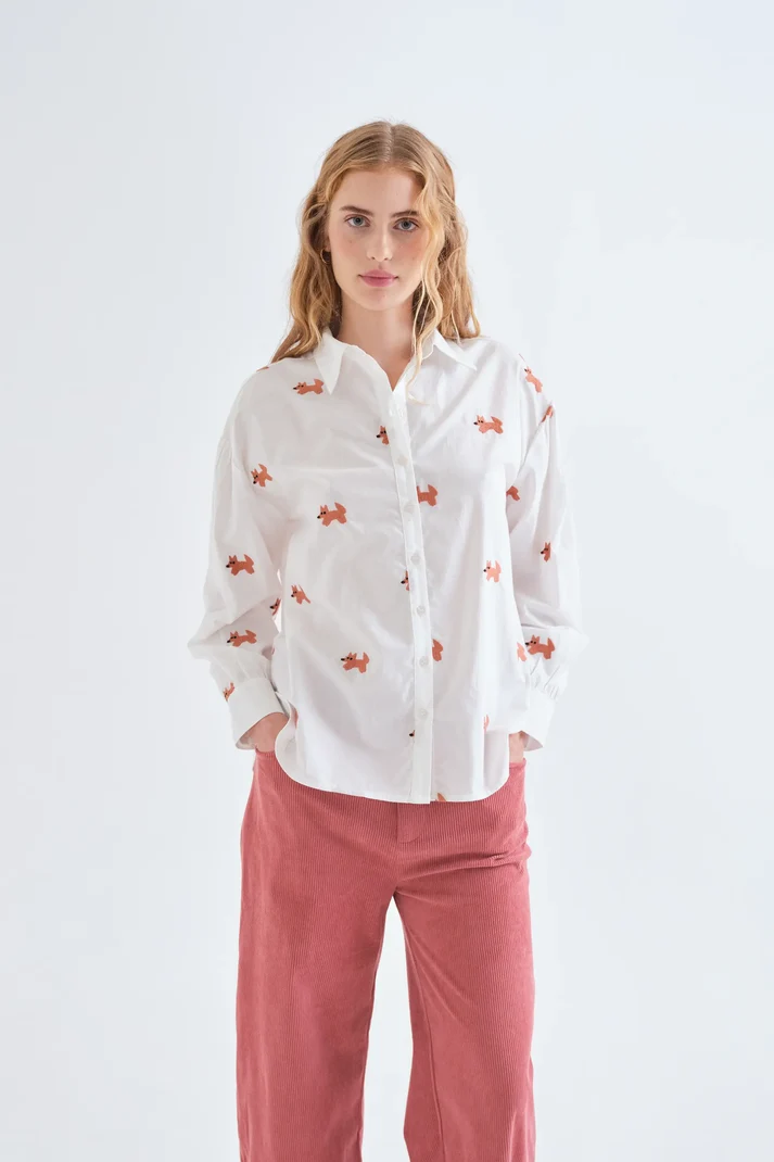 1 100% cotton shirt with fox embroidery COMPANIA FANTASTICA FW26-27 - Image 1