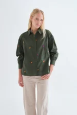 100% cotton shirt with vegetable embroidery COMPANIA FANTASTICA FW26-27