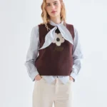 Πλεκτό γιλέκο με τύπωμα Big Flower COMPANIA FANTASTICA FW26-27