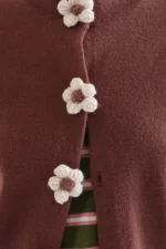 Brown knit cardigan with floral buttons COMPANIA FANTASTICA FW26-27 - Image 3