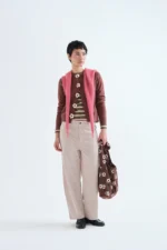 Brown knit cardigan with floral buttons COMPANIA FANTASTICA FW26-27 - Image 4