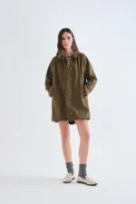 Olive green suede coat COMPANIA FANTASTICA FW26-27 - Image 4