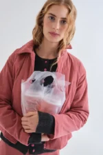 Σκούρο γκρι ζακέτα με ροζ κουμπιά COMPANIA FANTASTICA FW26-27 - Image 5