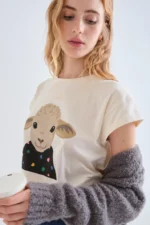 100% cotton T-shirt with Sheep print COMPANIA FANTASTICA FW26-27 - Image 5